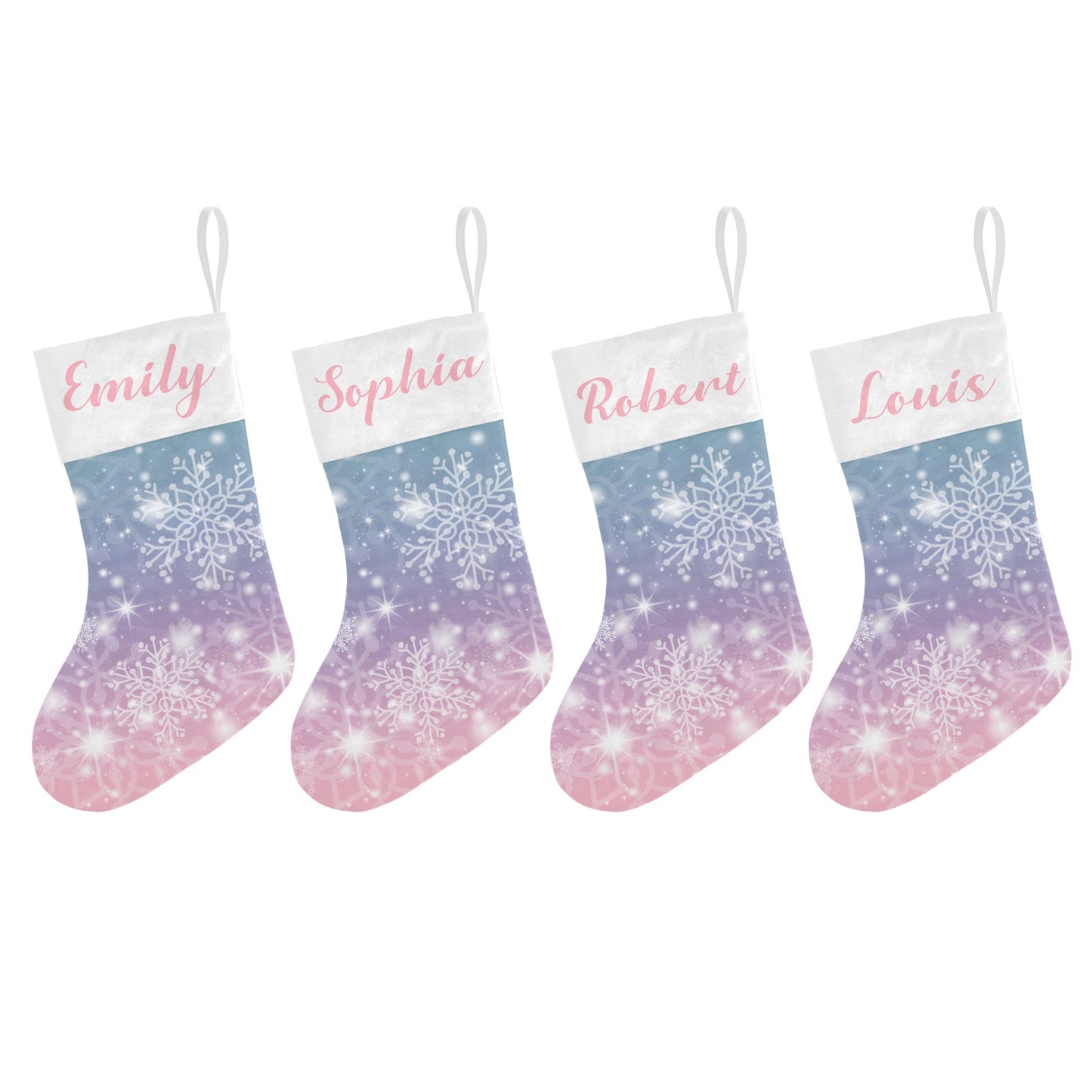 Snowflakes Christmas Stocking Custom Name Christmas Socks Gift