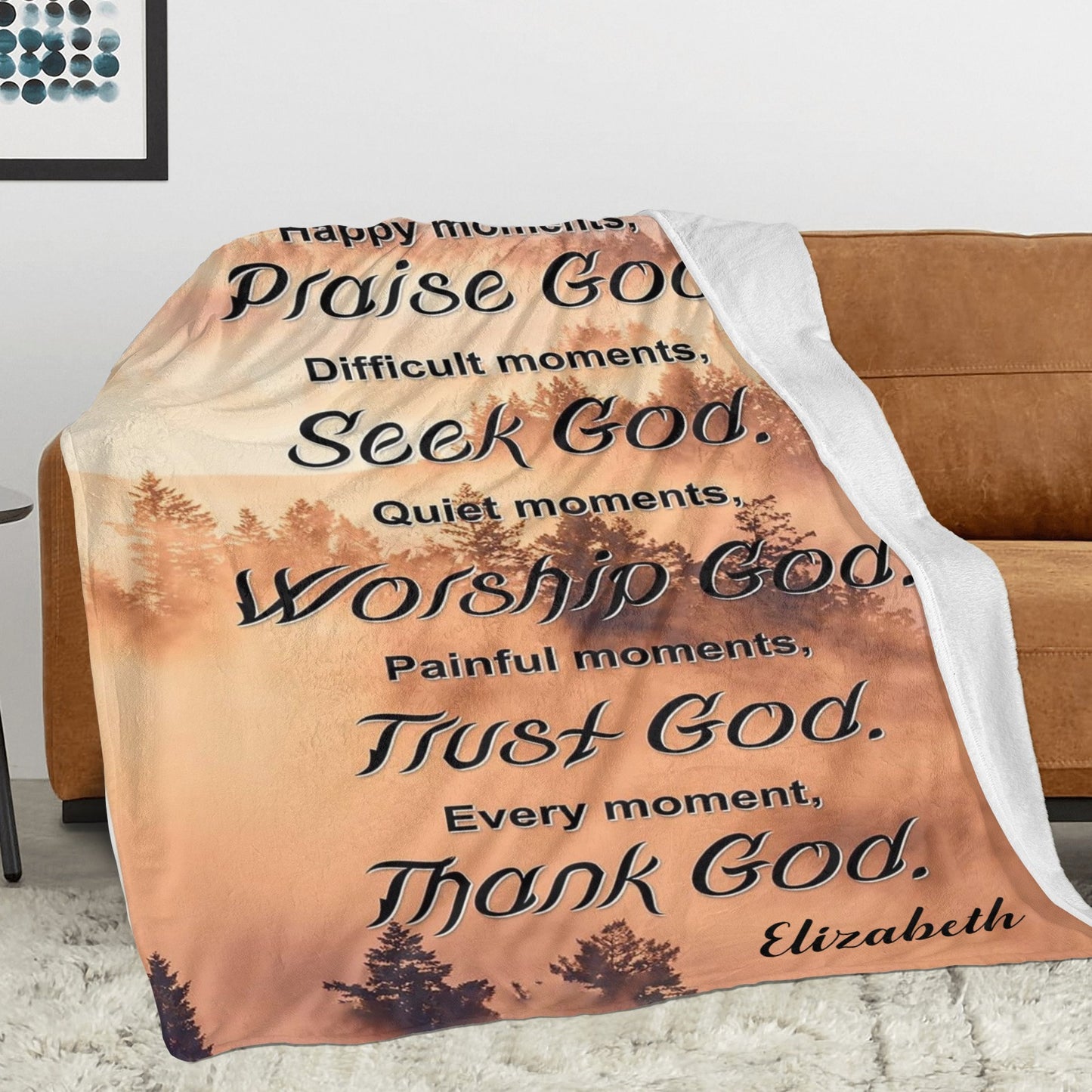 Praise God Flannel Blanket Custom Name Blanket Gift for Men Women