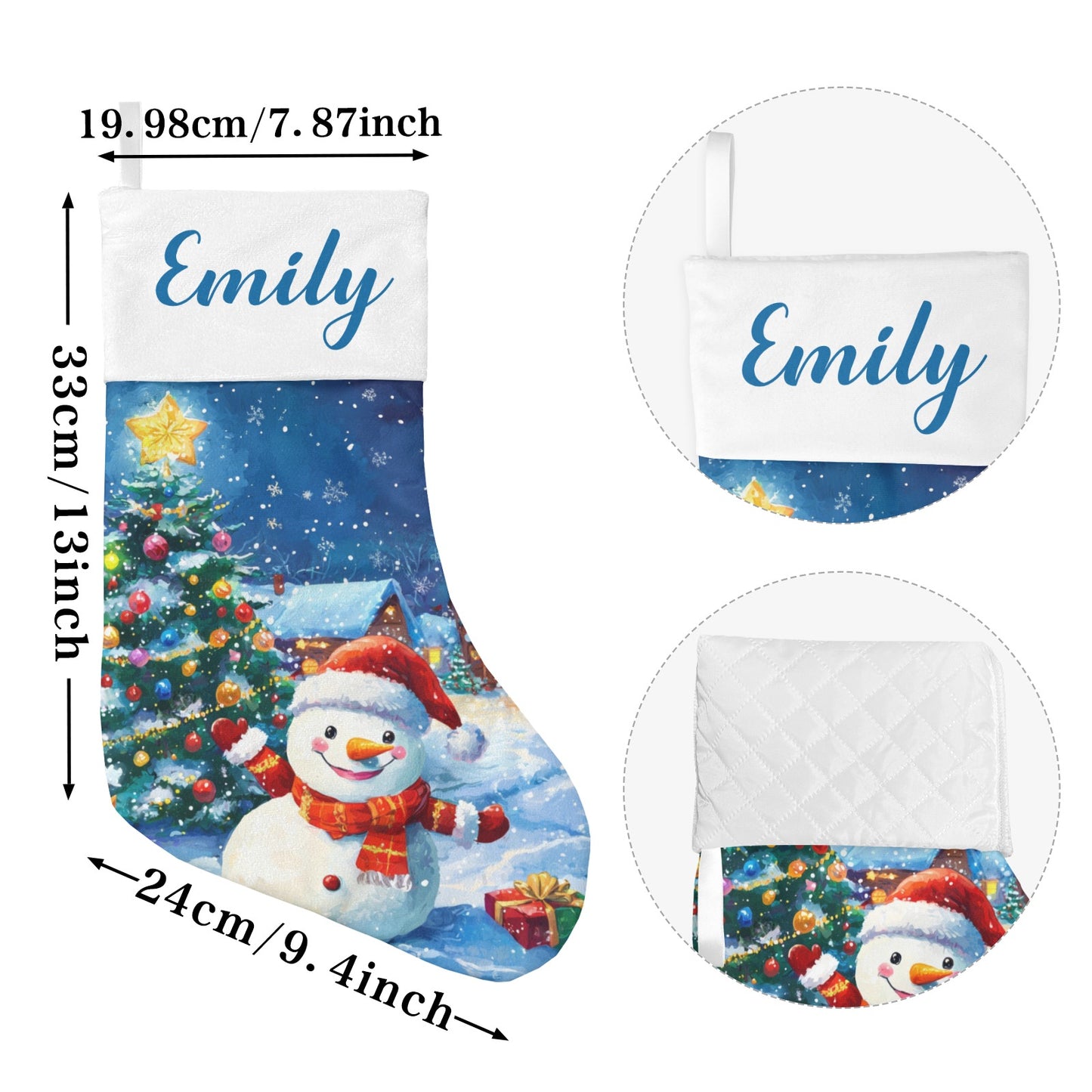 Snowman Christmas Stocking Custom Name Christmas Socks Gift