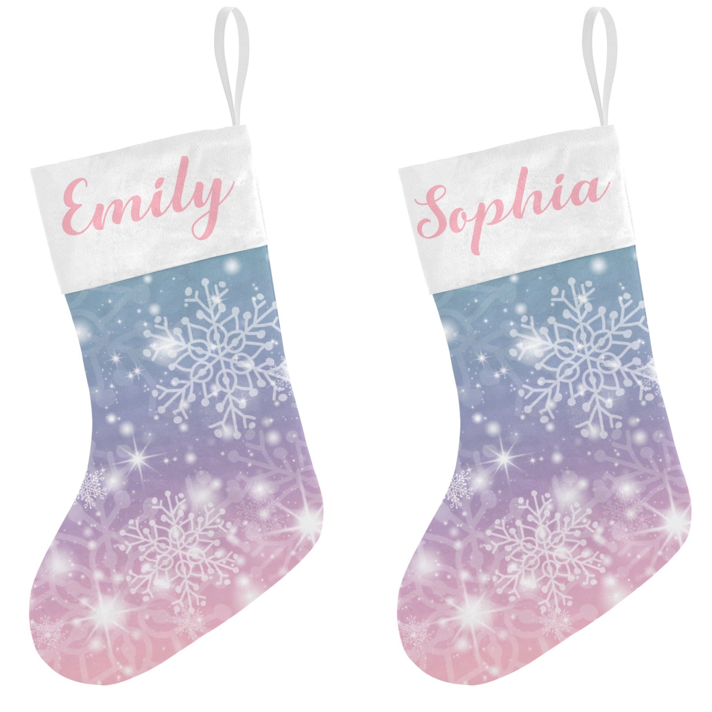 Snowflakes Christmas Stocking Custom Name Christmas Socks Gift