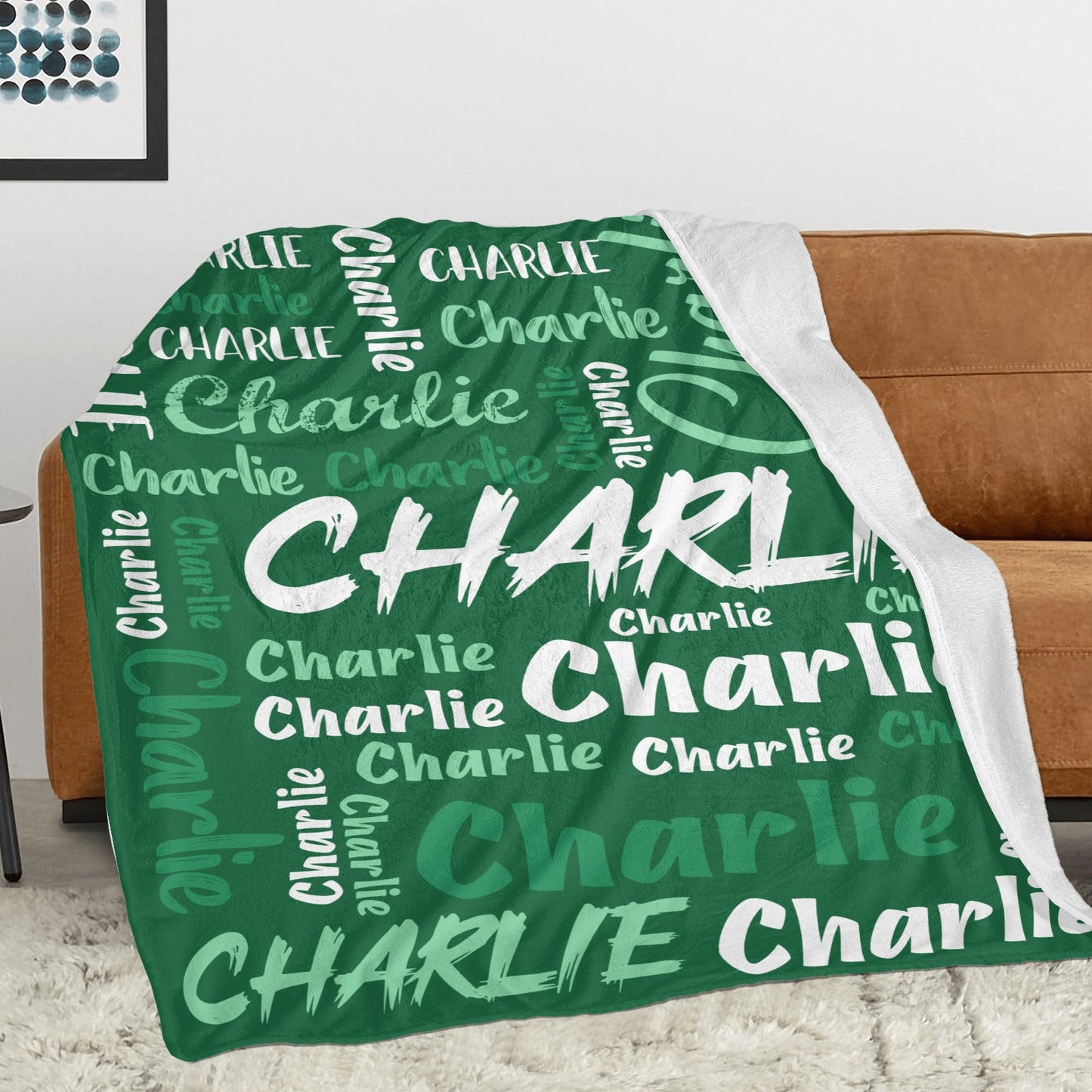 Green Flannel Blanket Custom Name Blanket Gift for Men Women