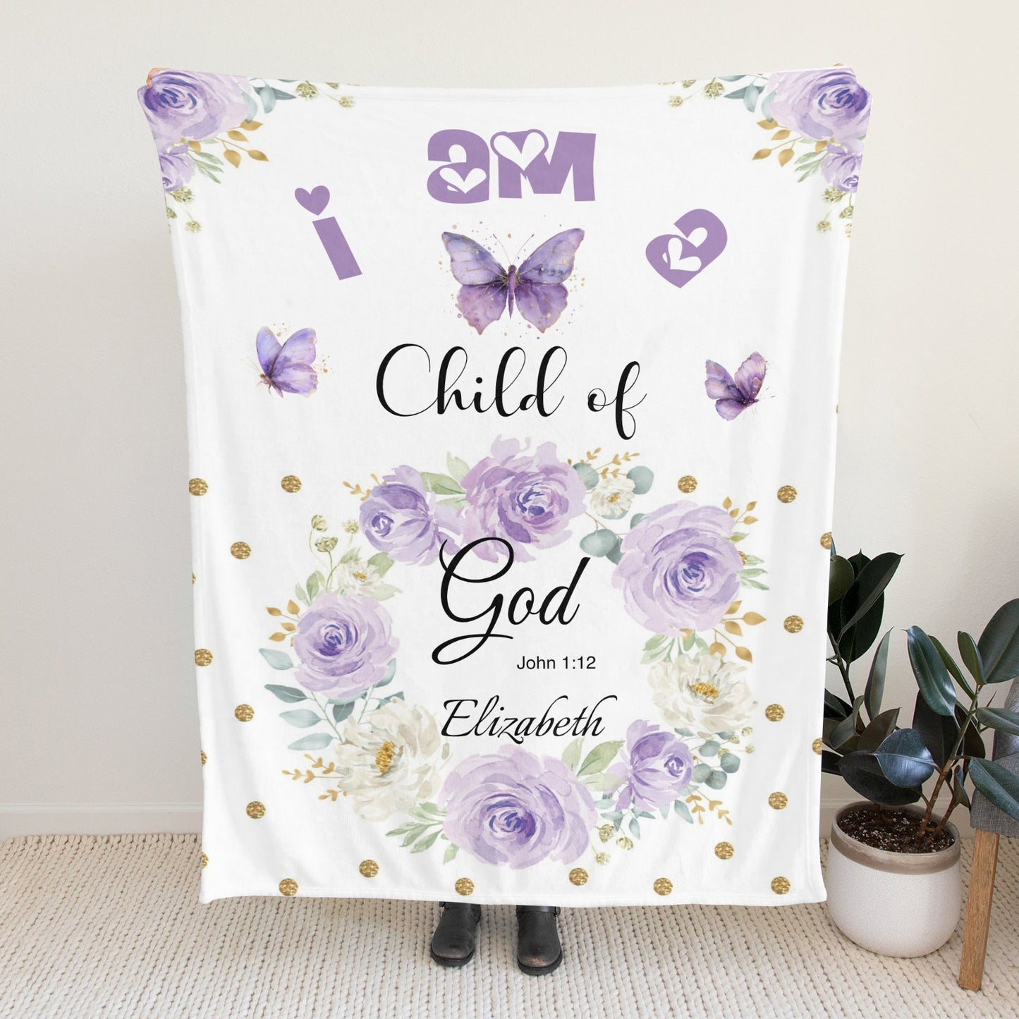 I Am A Child of God Flannel Blanket Custom Name Blanket Gift for Men Women