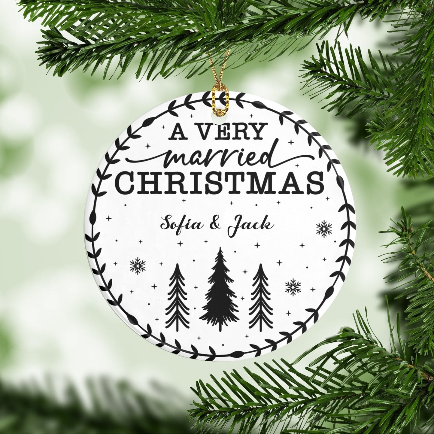 Married Christmas Christmas Ornaments Custom Name Santa Gift