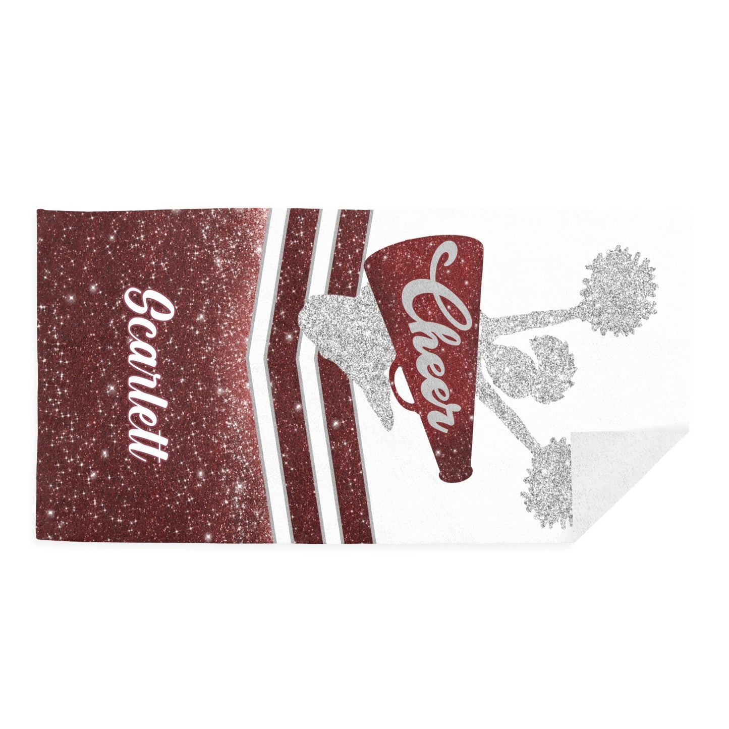 Red Cheer Beach Towel Custom Cotton/Poly Blend Pool Towel - Blue - Personalize with Your Name - Standard Size