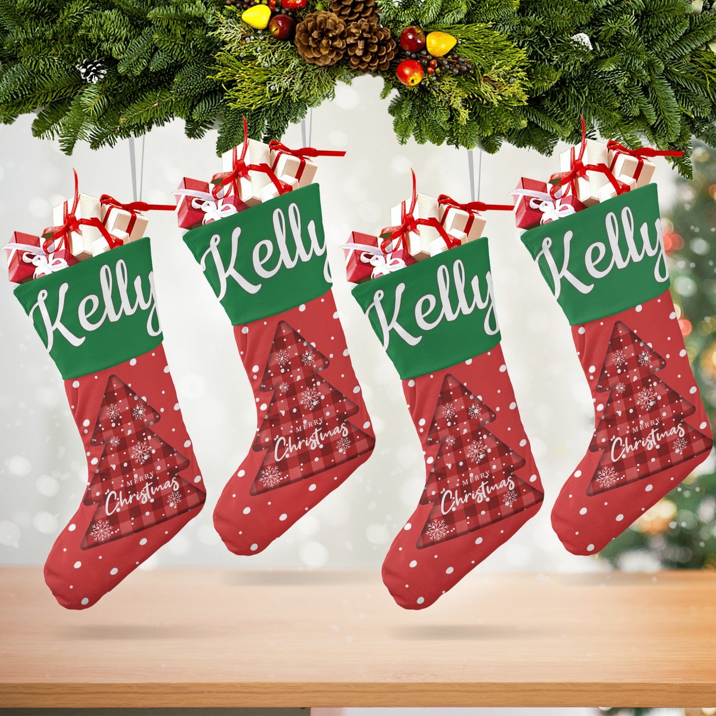 Dot Christmas Stocking Custom Name Santa Socks Gift