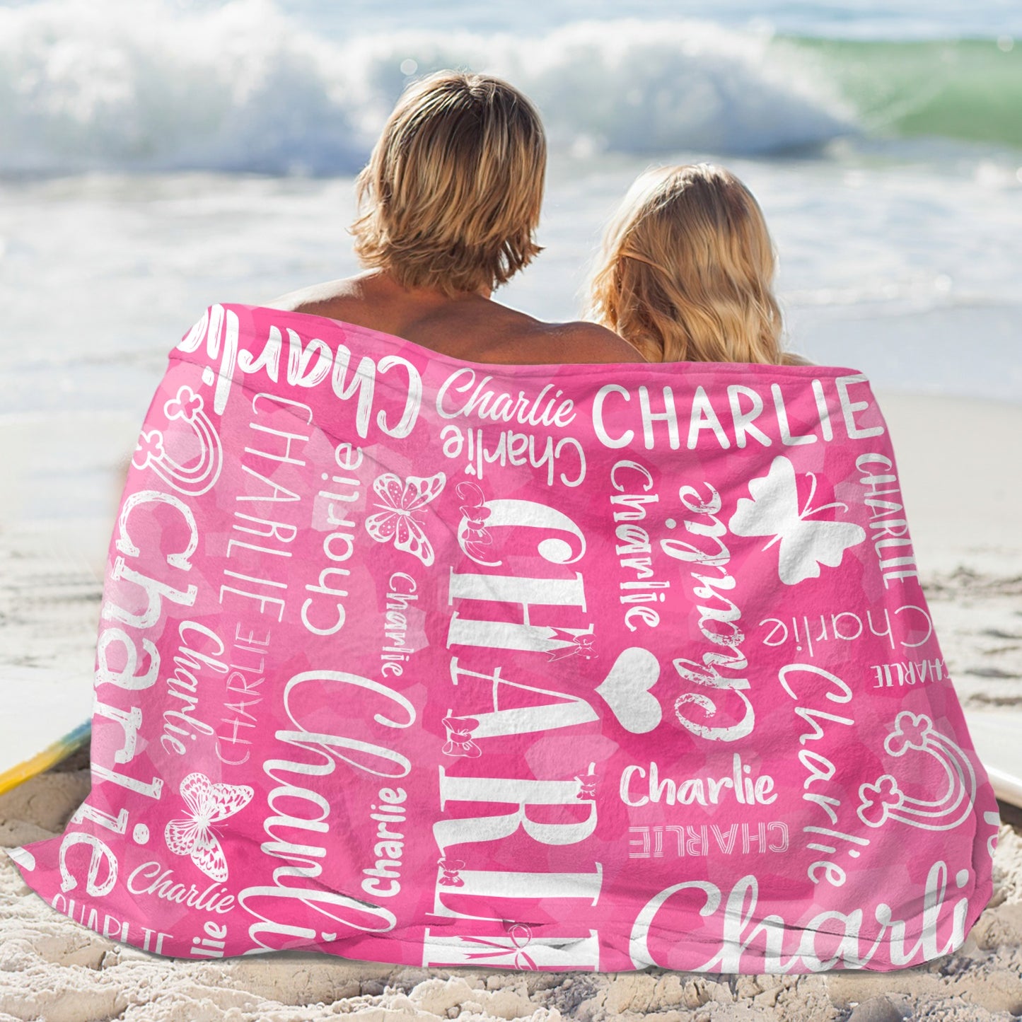 Pink Flannel Blanket Custom Name Blanket Gift for Men Women