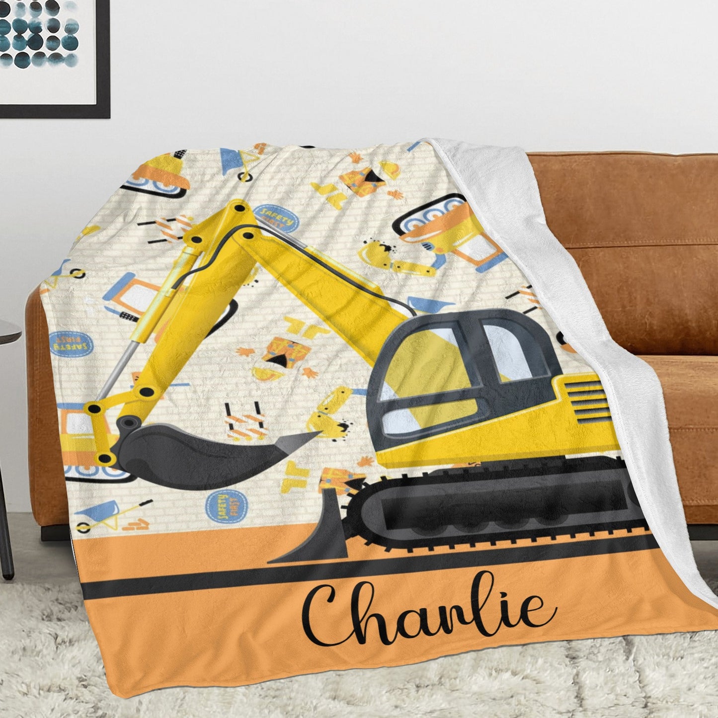Tractor Truck Flannel Blanket Custom Name Blanket Gift for Men Women