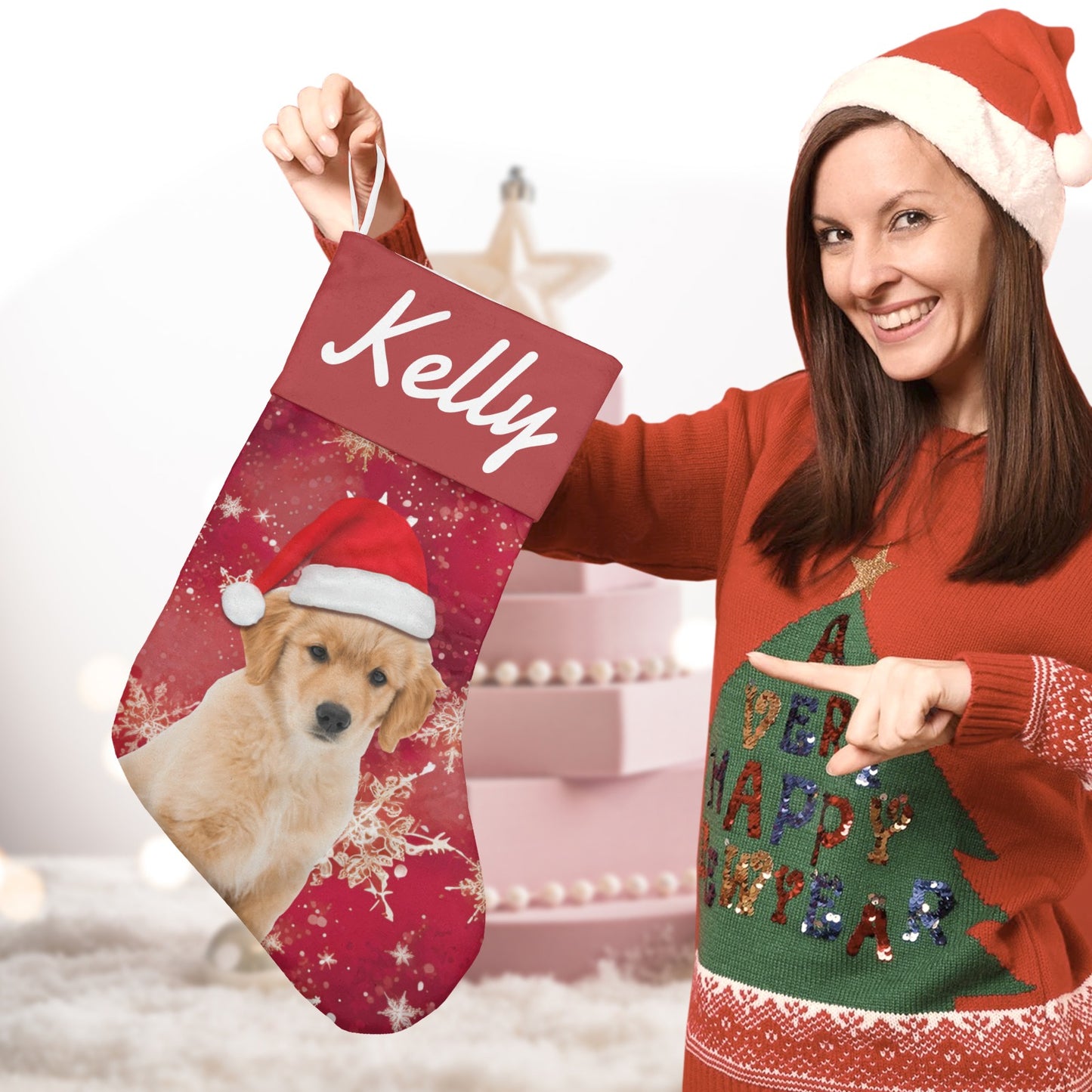 Gift Box Christmas Stocking Custom Name Santa Socks Gift