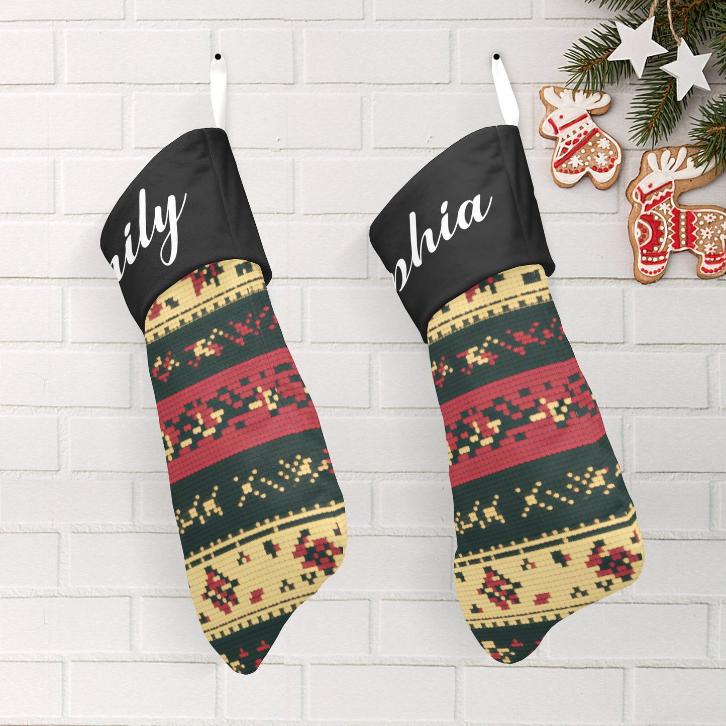 Black Christmas Stocking Custom Name Christmas Socks Gift