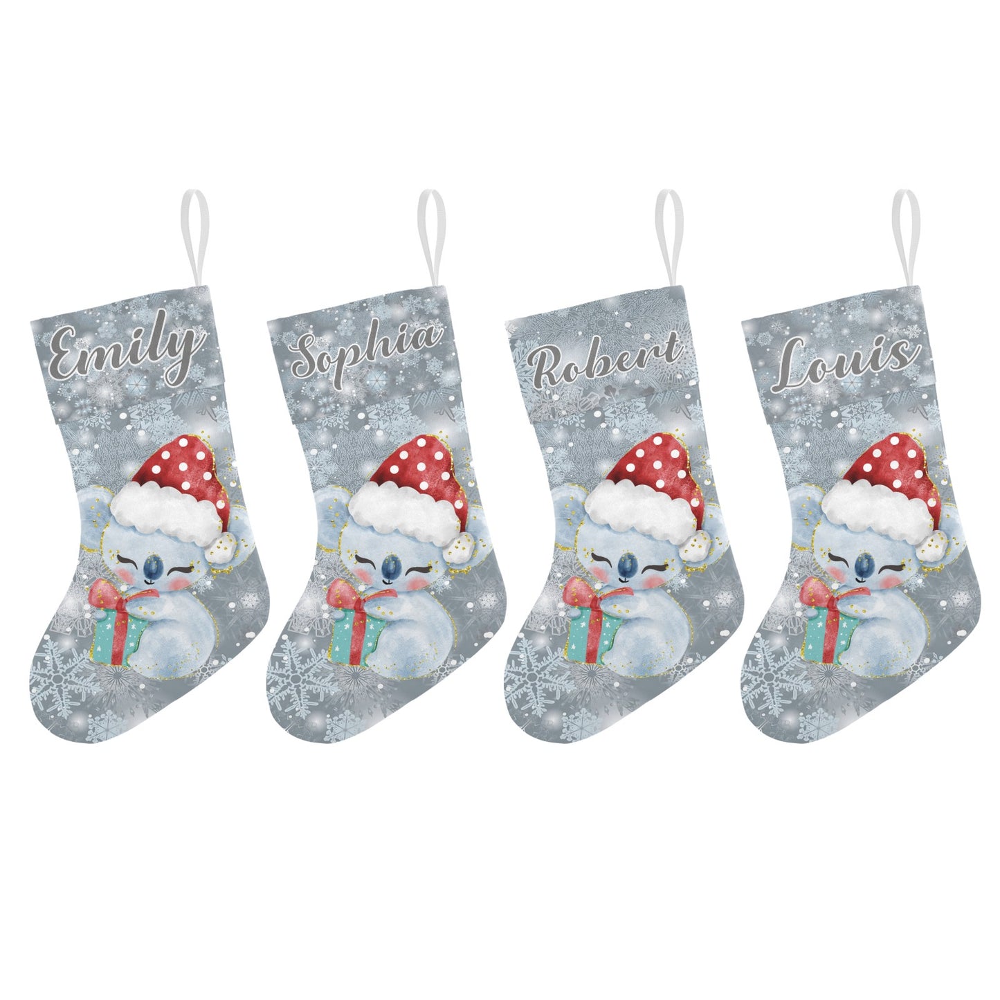 Koala Snowflake Christmas Stocking Custom Name Christmas Socks Gift