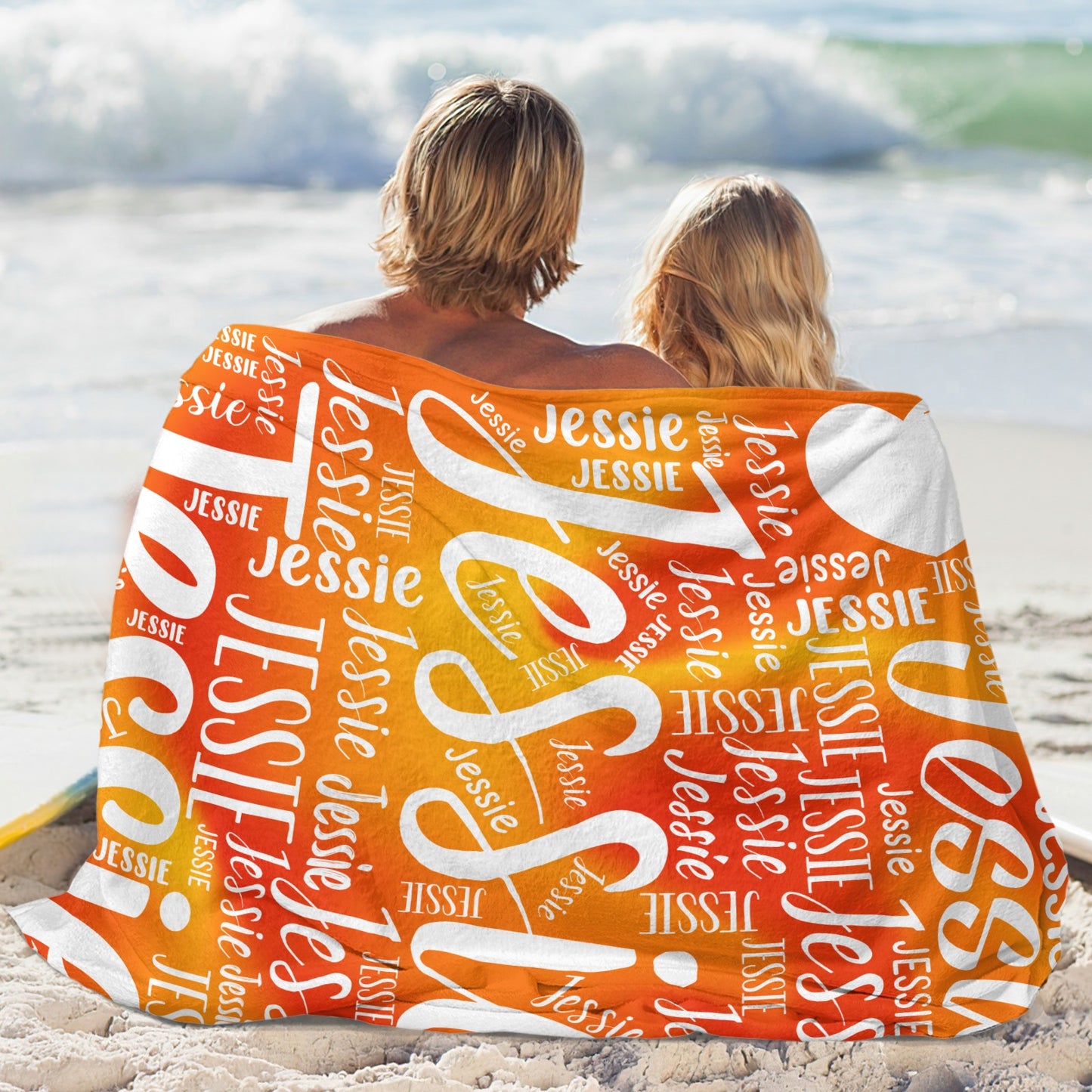 Orange Flannel Blanket Custom Name Blanket Gift for Men Women