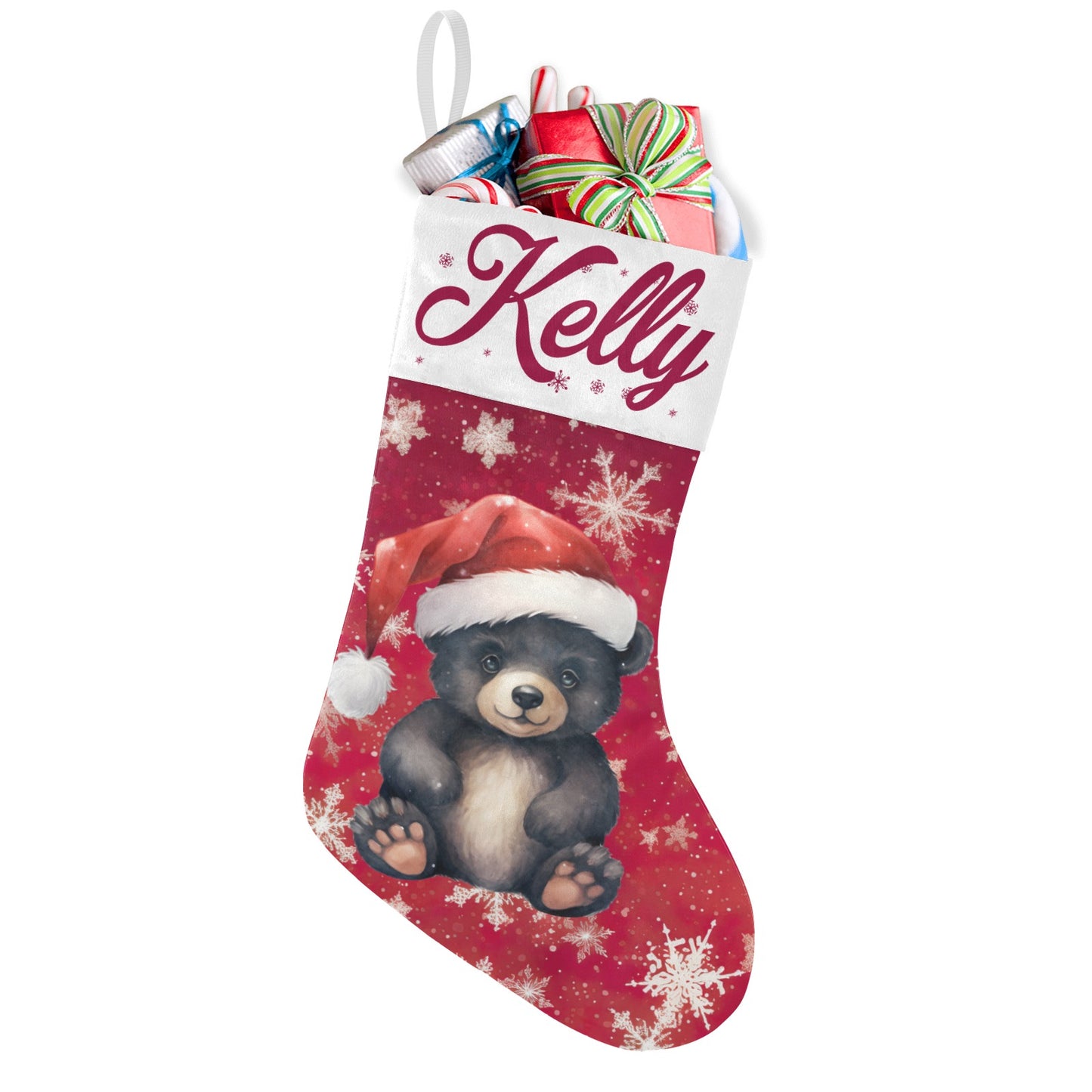 Black Bear Christmas Stocking Custom Name Santa Socks Gift