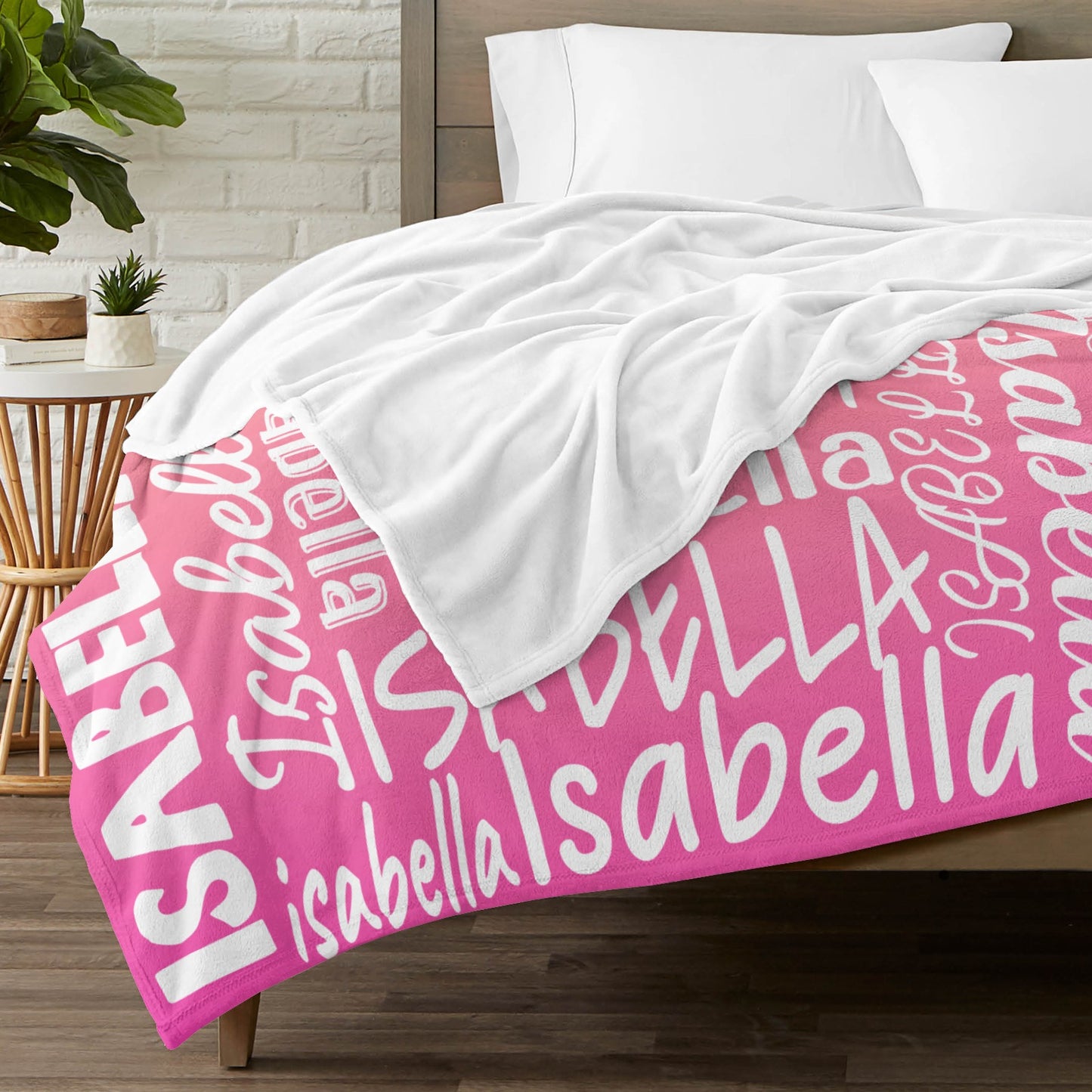 Pink Yellow Gradient Flannel Blanket Name Blanket Personalized Blanket for Adult Kids Flannel Customize Throw Blanket Custom