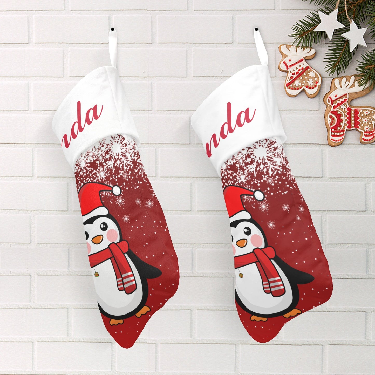 Christmas Penguin Christmas Stocking Custom Name Christmas Socks Gift