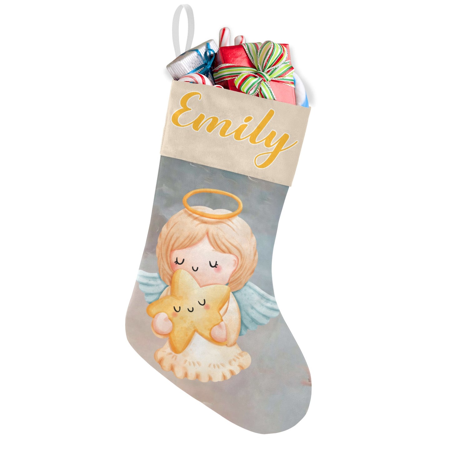 Angel Christmas Stocking Custom Name Christmas Socks Gift