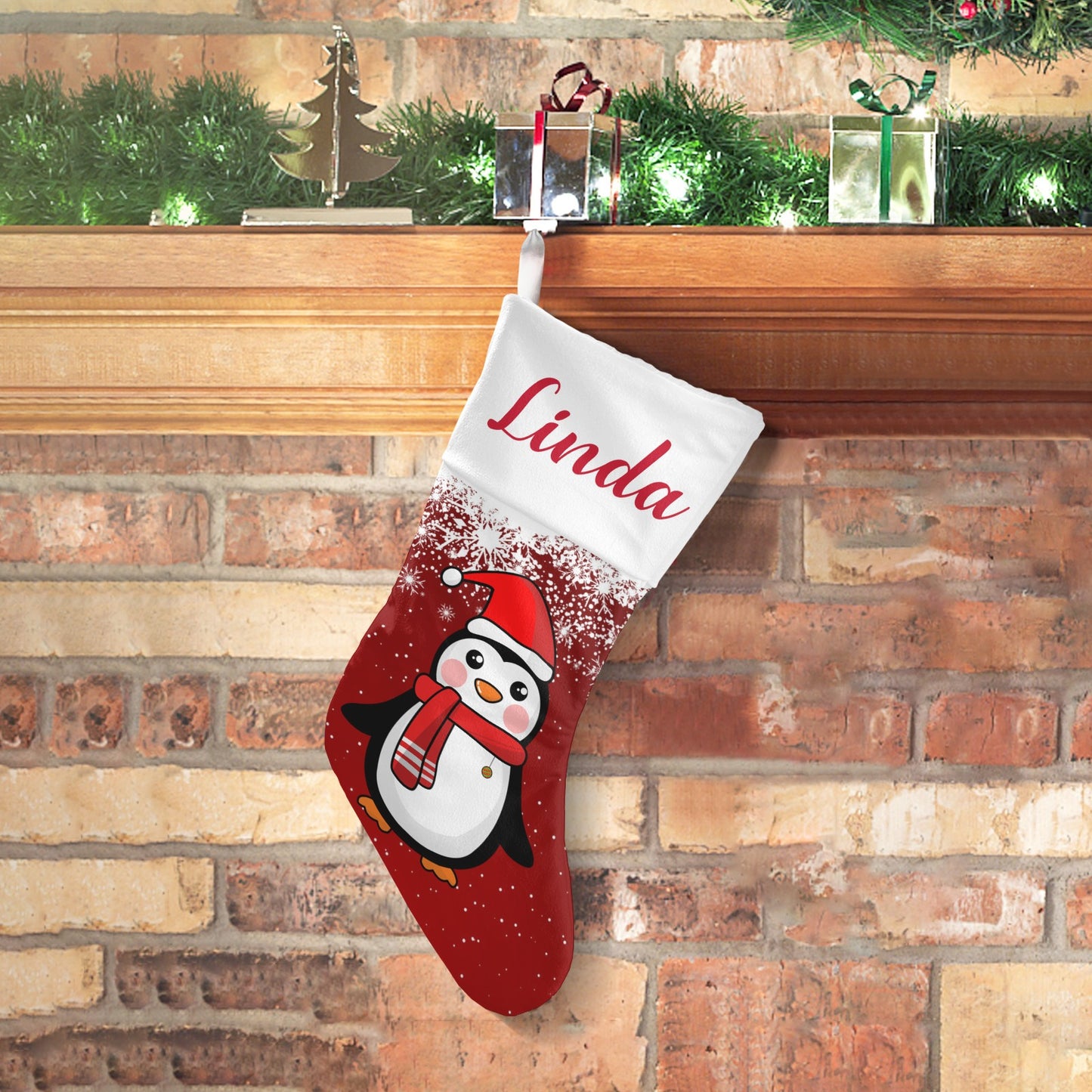 Christmas Penguin Christmas Stocking Custom Name Christmas Socks Gift