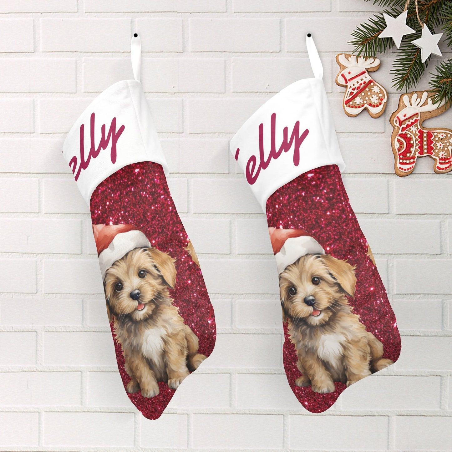 Dogs Christmas Stocking Custom Name Santa Socks Gift