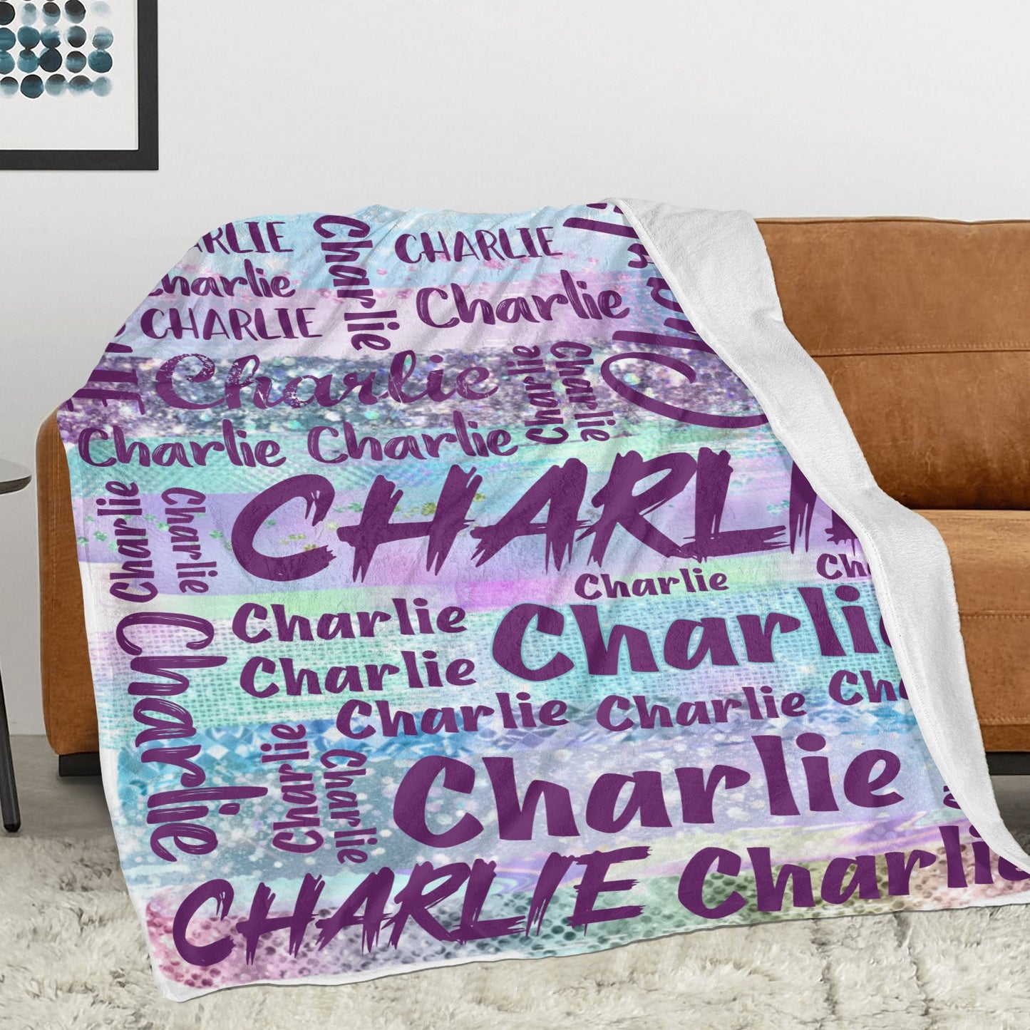 Purple Flannel Blanket Custom Name Blanket Gift for Men Women