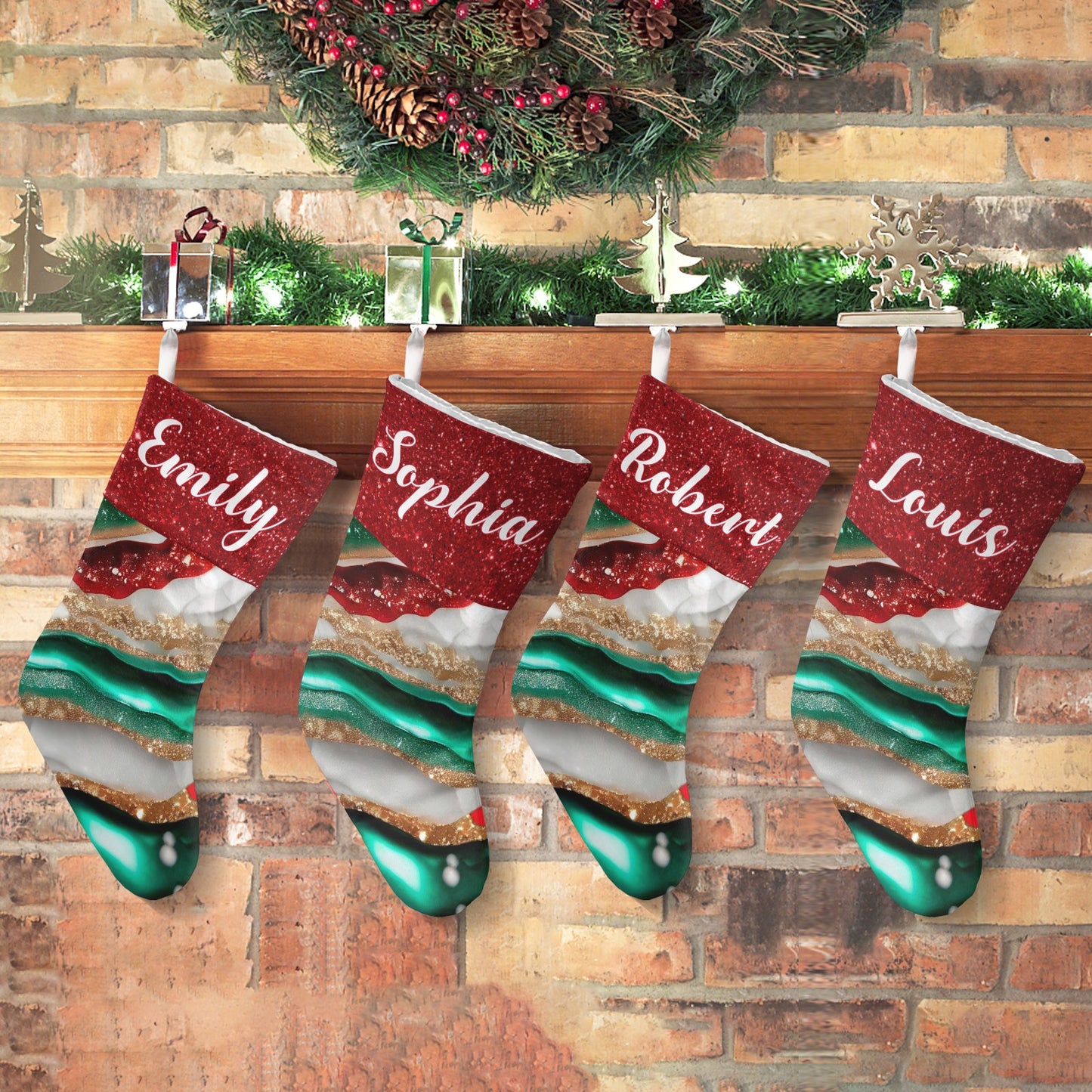 Colorful Christmas Stocking Custom Name Christmas Socks Gift