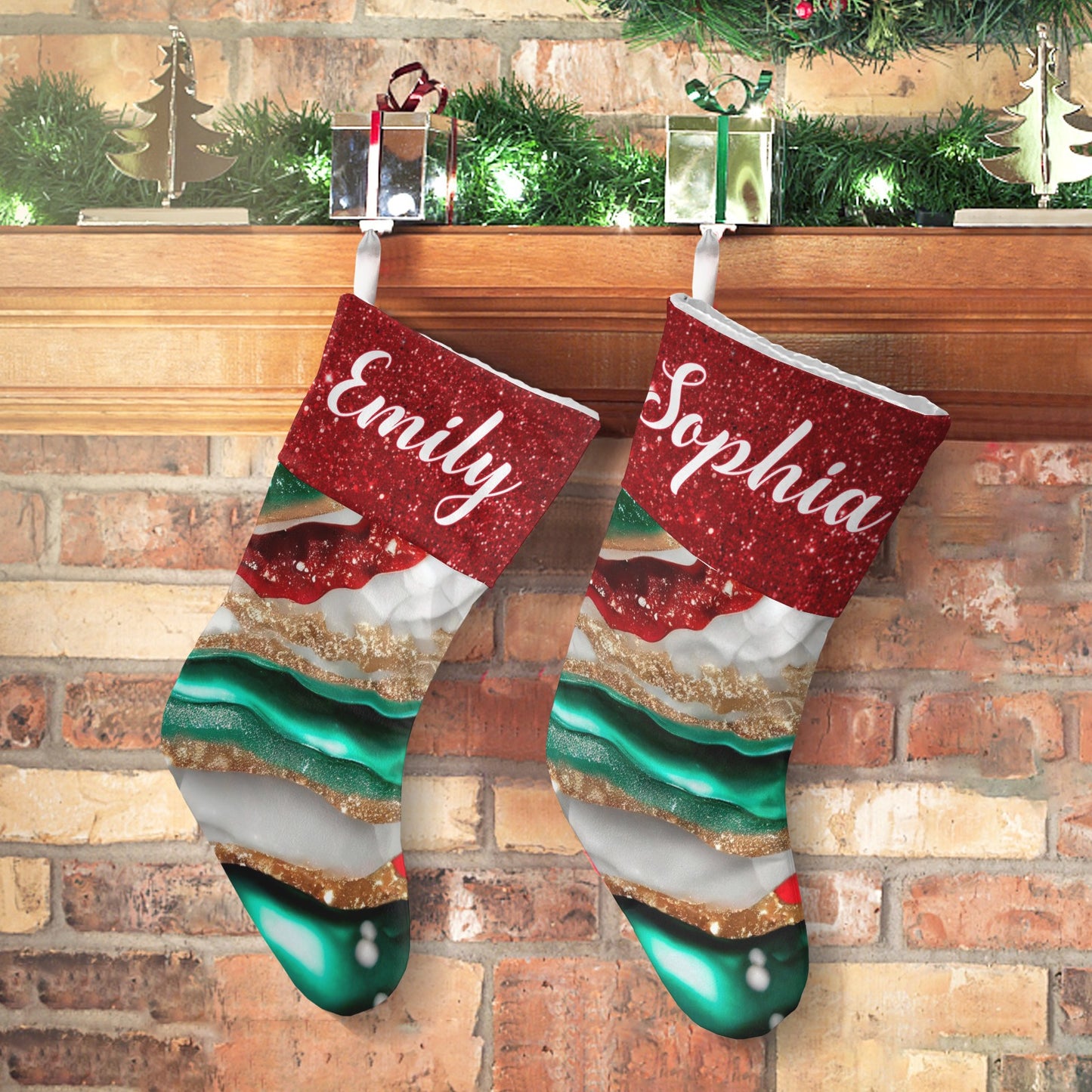 Colorful Christmas Stocking Custom Name Christmas Socks Gift