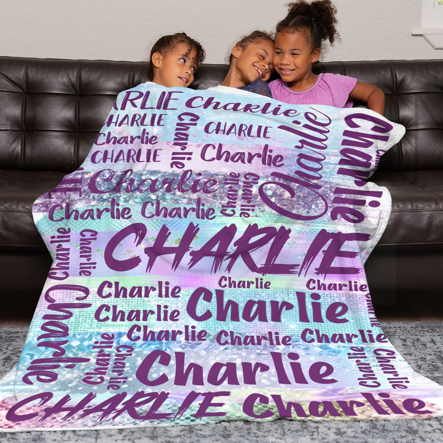 Purple Flannel Blanket Custom Name Blanket Gift for Men Women