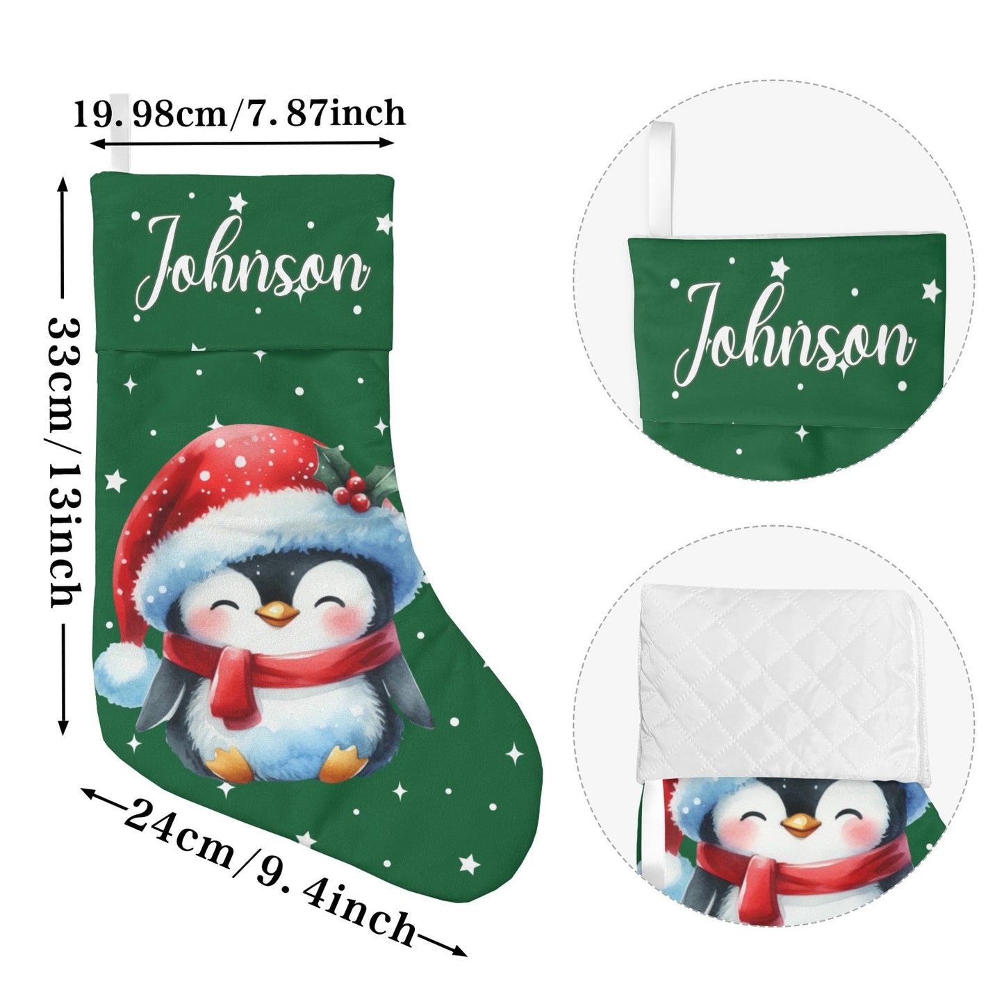 Penguin Christmas Stocking Custom Name Christmas Socks Gift