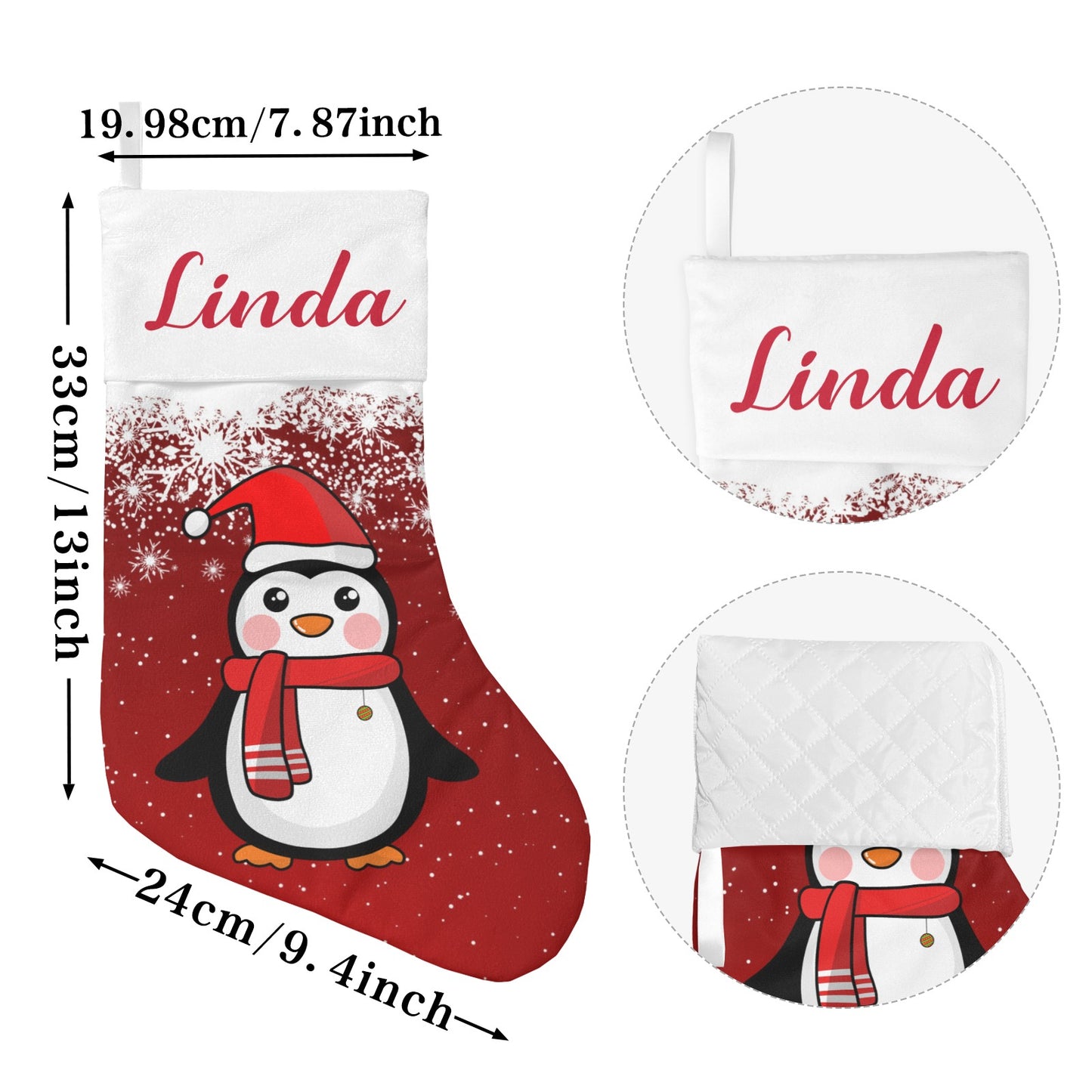 Christmas Penguin Christmas Stocking Custom Name Christmas Socks Gift