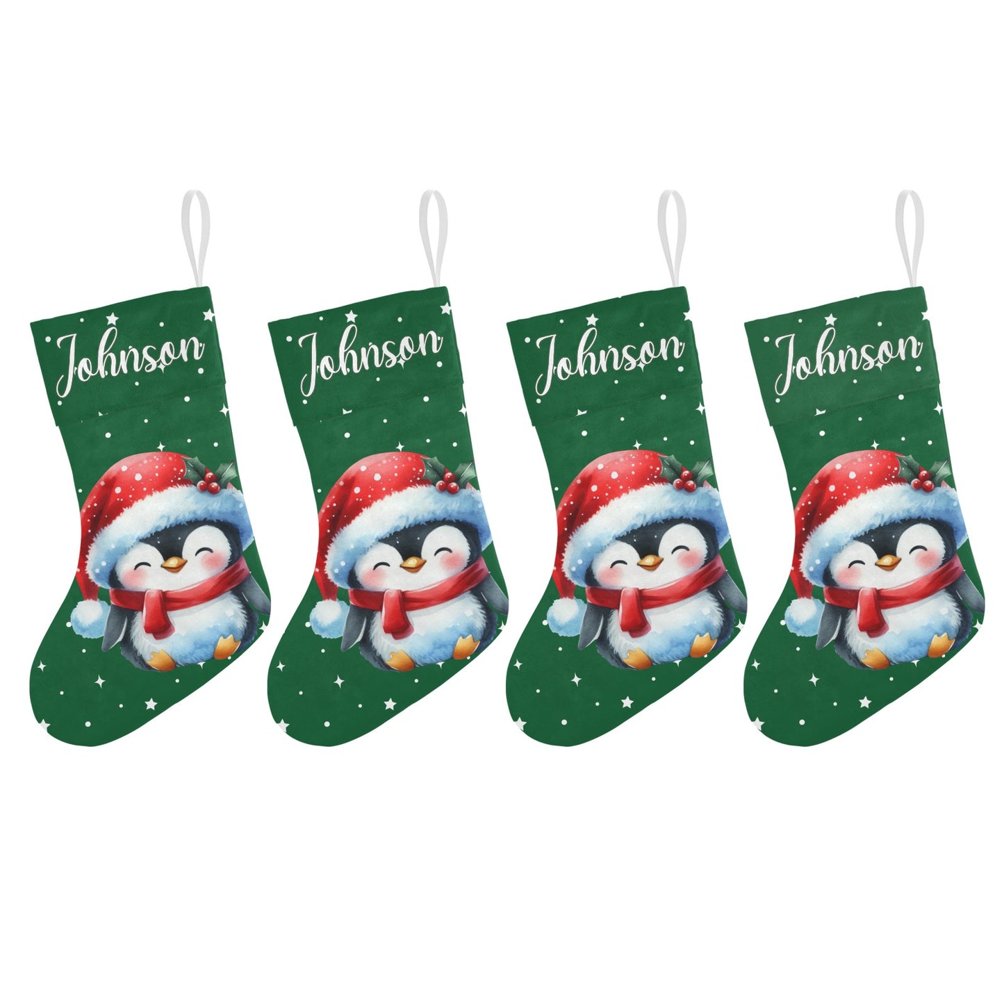 Penguin Christmas Stocking Custom Name Christmas Socks Gift