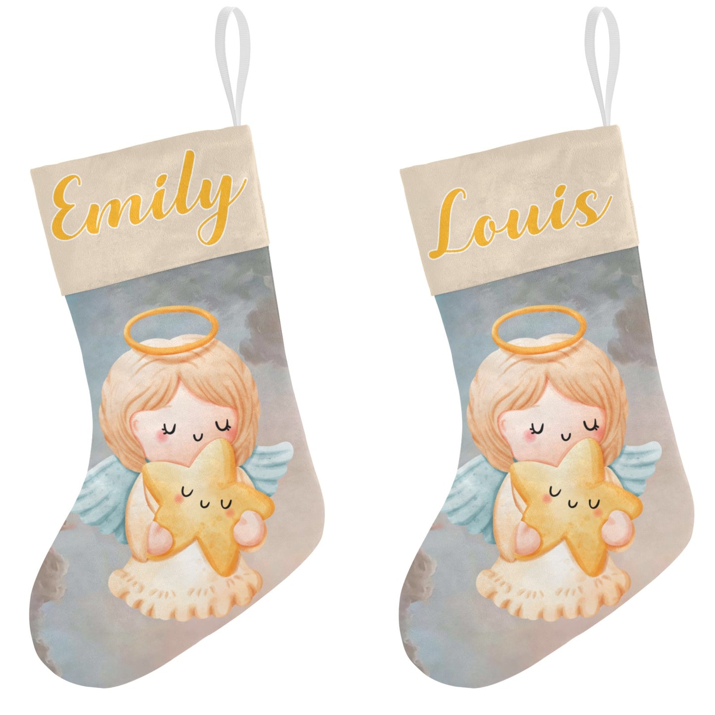 Angel Christmas Stocking Custom Name Christmas Socks Gift