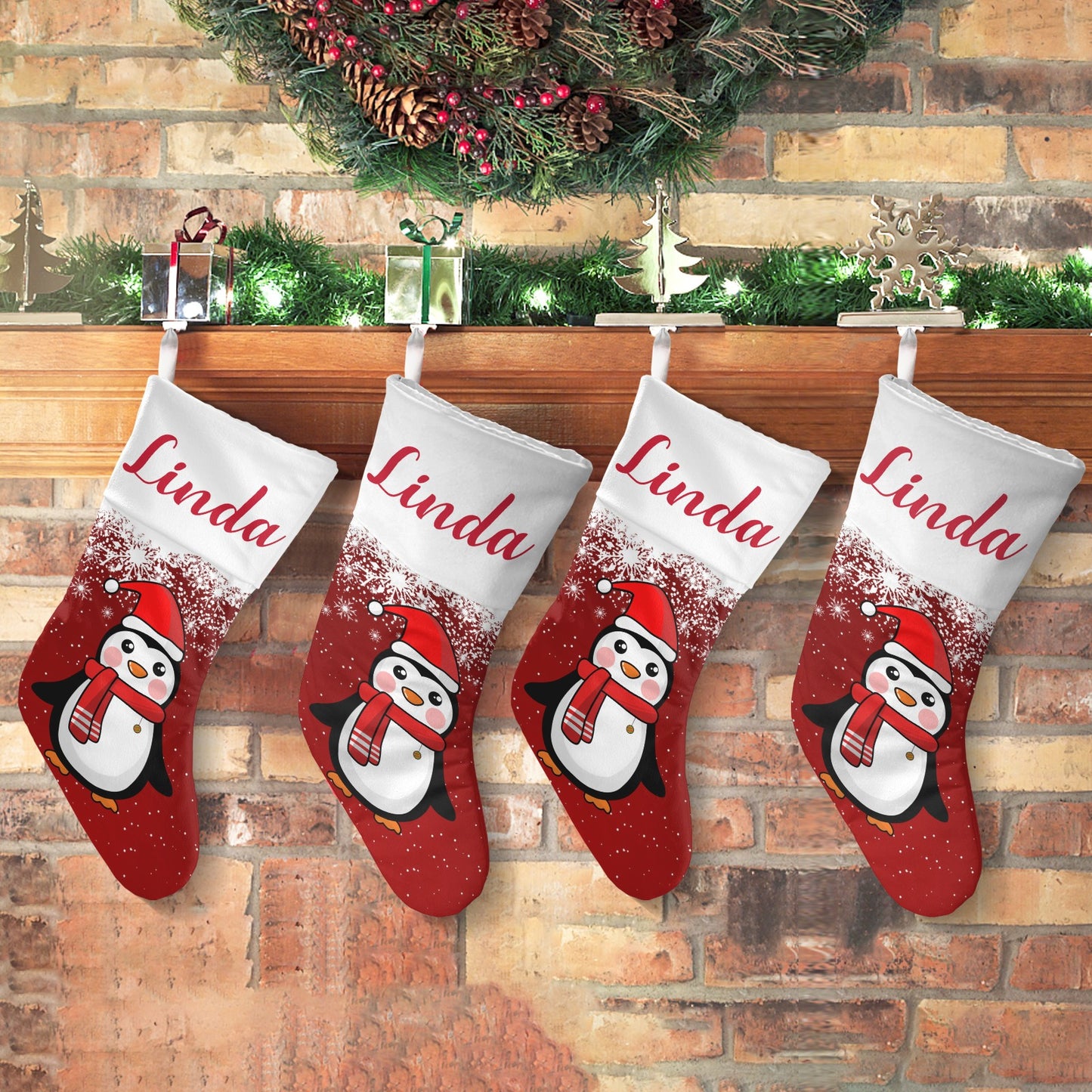 Christmas Penguin Christmas Stocking Custom Name Christmas Socks Gift