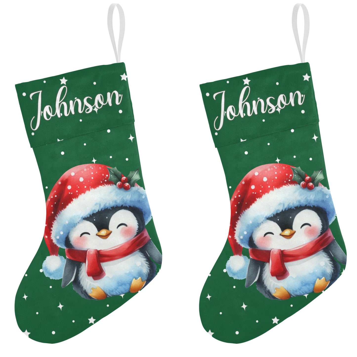 Penguin Christmas Stocking Custom Name Christmas Socks Gift