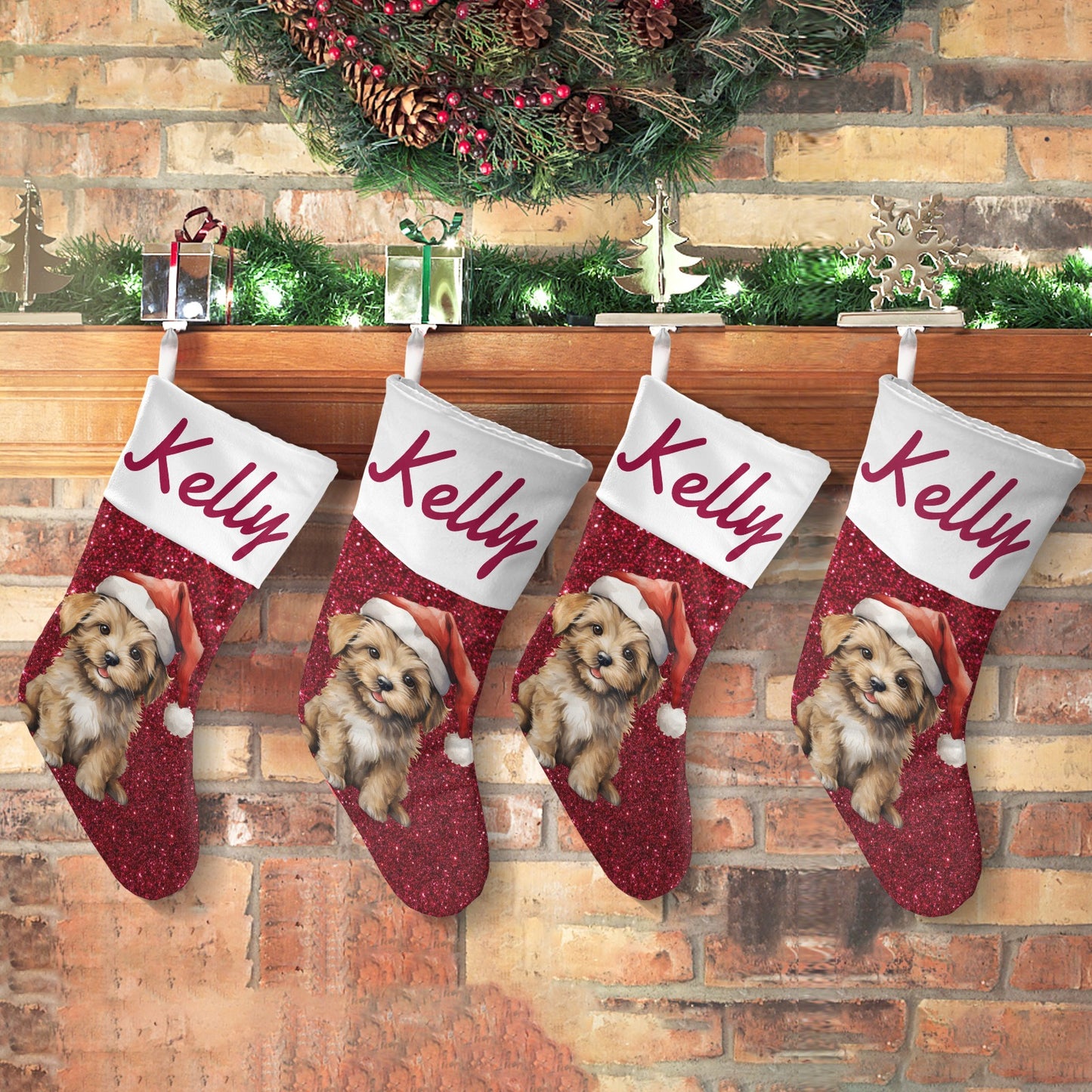 Dogs Christmas Stocking Custom Name Santa Socks Gift