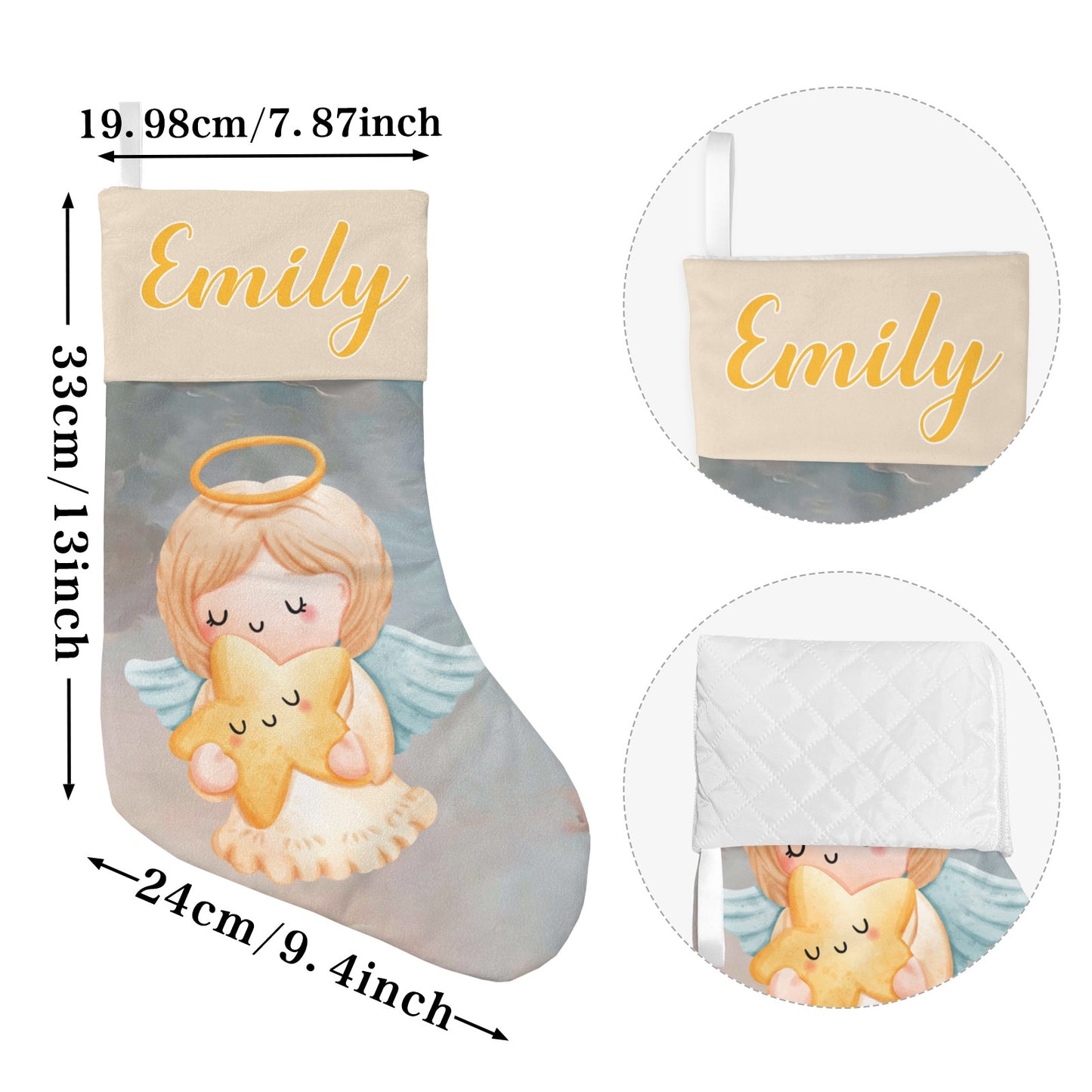 Angel Christmas Stocking Custom Name Christmas Socks Gift