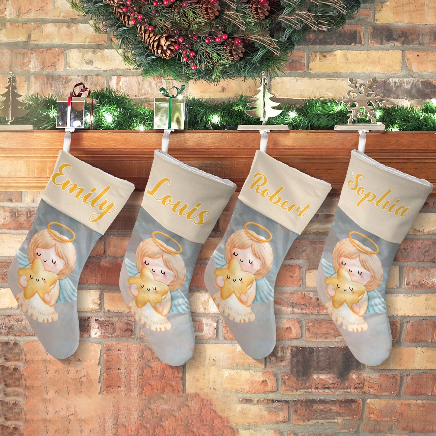 Angel Christmas Stocking Custom Name Christmas Socks Gift