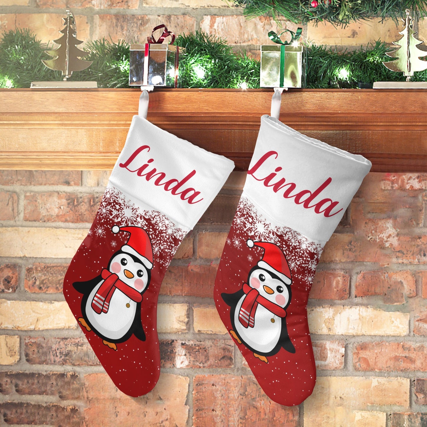 Christmas Penguin Christmas Stocking Custom Name Christmas Socks Gift