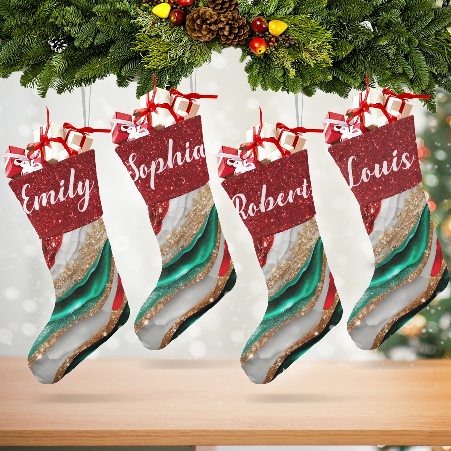 Colorful Christmas Stocking Custom Name Christmas Socks Gift