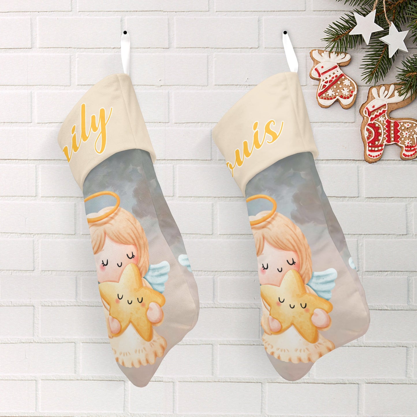 Angel Christmas Stocking Custom Name Christmas Socks Gift