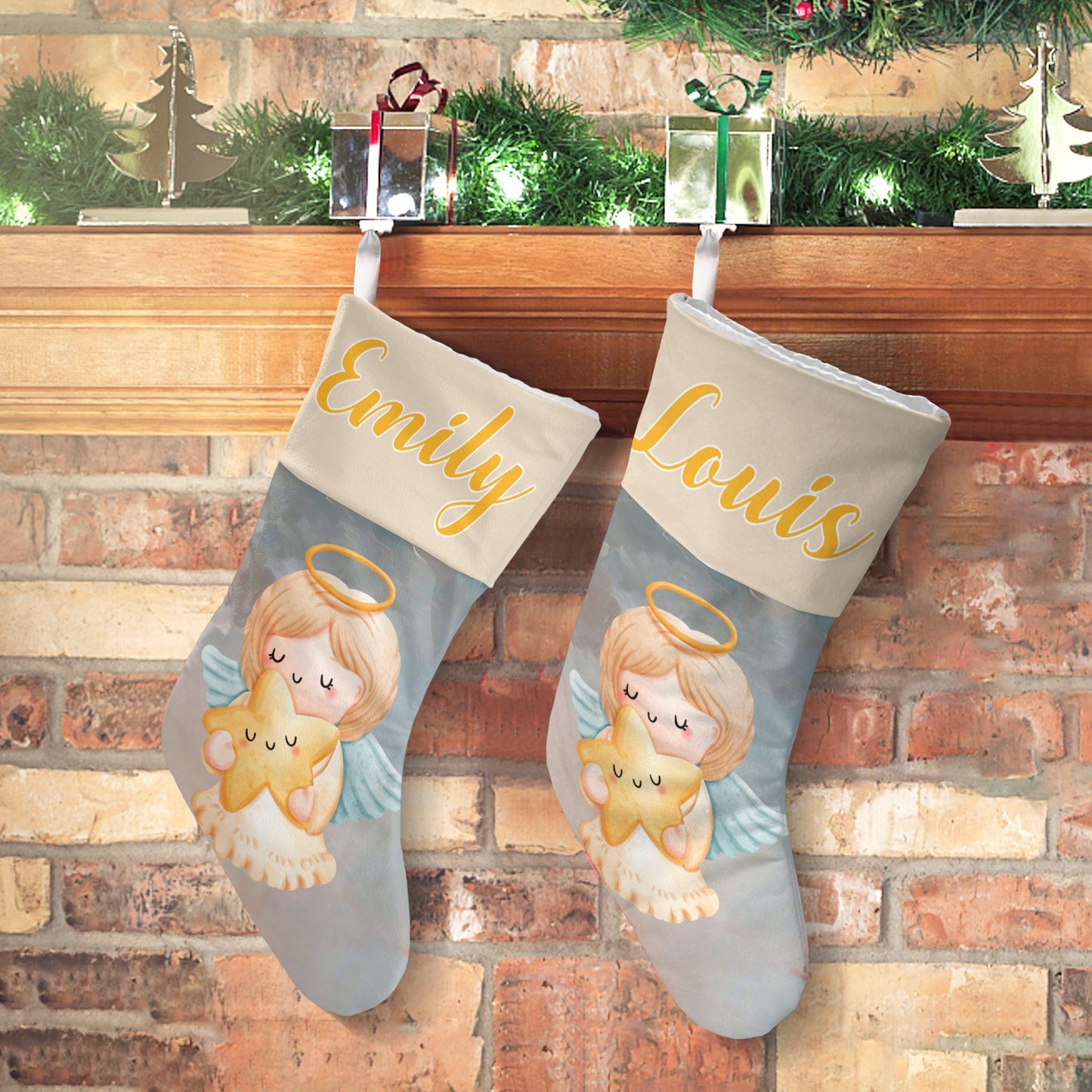 Angel Christmas Stocking Custom Name Christmas Socks Gift