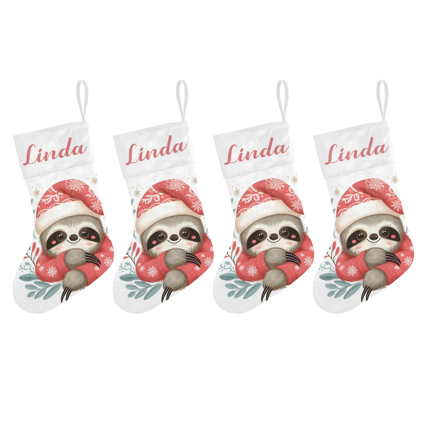 Christmas Sloth Christmas Stocking Custom Name Christmas Socks Gift